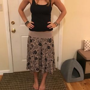 Velvet brand tan and black floral midi skirt